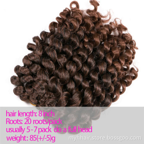 10 Pcs brown Blonde Bug Jumpy Wand Jamaican Bounce Curl 8 inch Synthetic Crochet Hair Extensions Ombre Braiding Hair twist